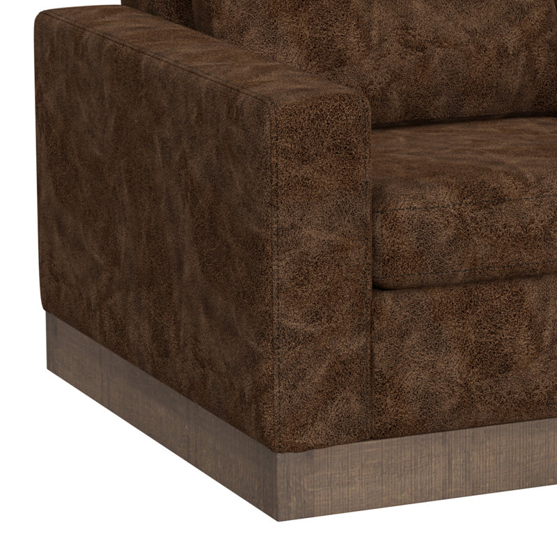 Fauteuil d'appoint Jeni, 1 coussin décoratif, moderne , Similicuir brun chocolat