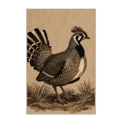 Washable Ruffed Grouse Birds Area Rug