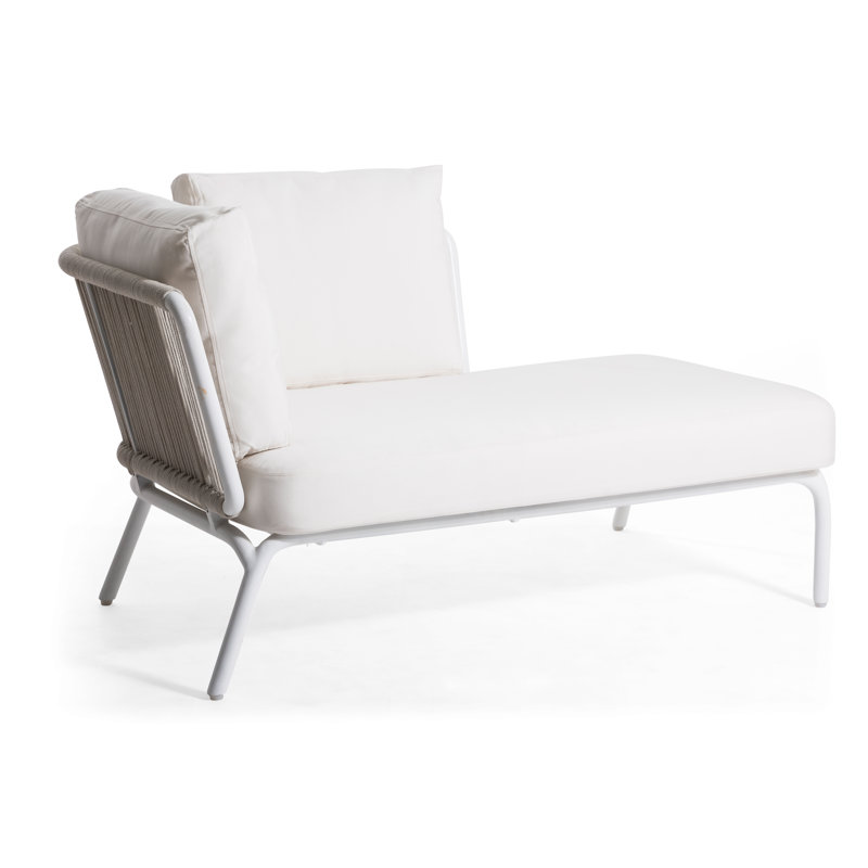 Causeuse avec coussins Yland, Toile Sunbrella® naturel, Blanc