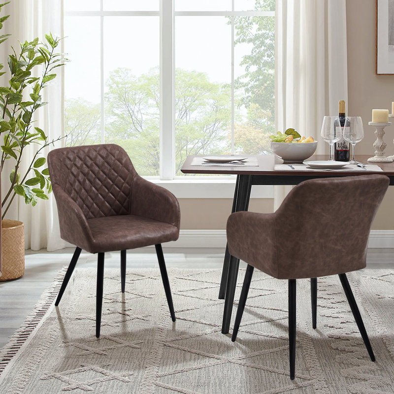 49cm H Upholstered Metal Armchair, Brown