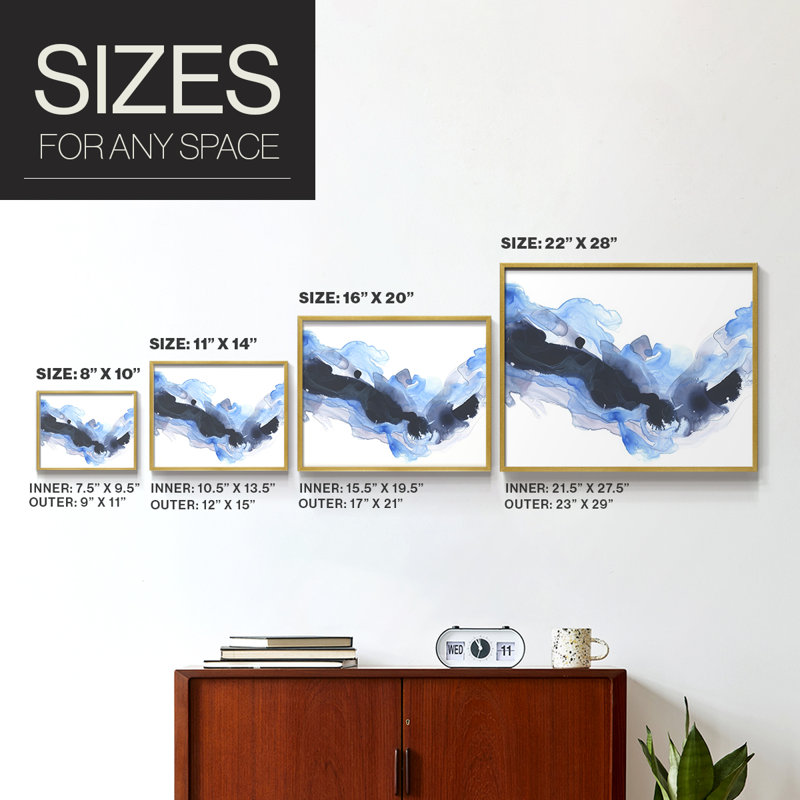 Azul Wave I -Framed Print - Restickable, 22'' H x 28'' W