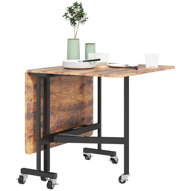 Rectangular Dining Table with Steel Base, Rustic Brown