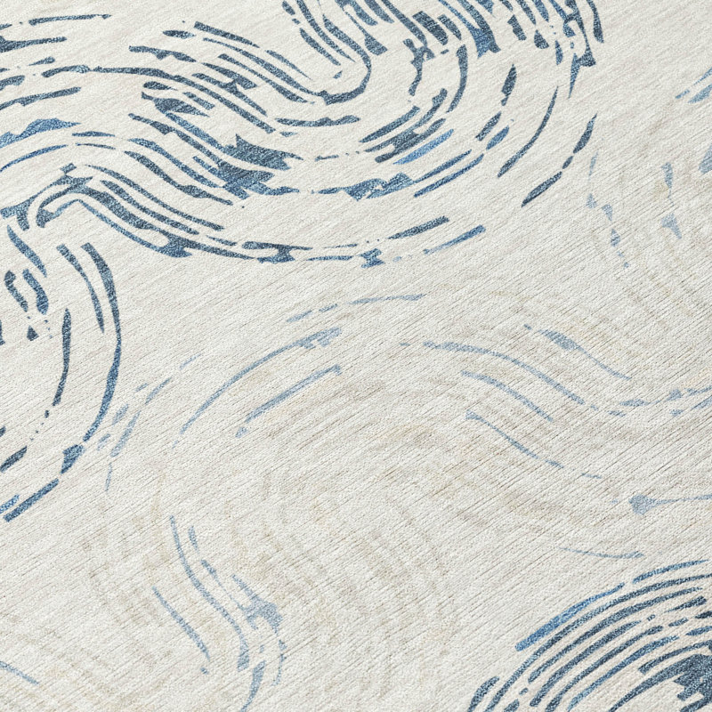Machine Washable Indoor/Outdoor Chantille ACN2461 Spiral Rug, 2'3" x 7'6" Runner, Ivory