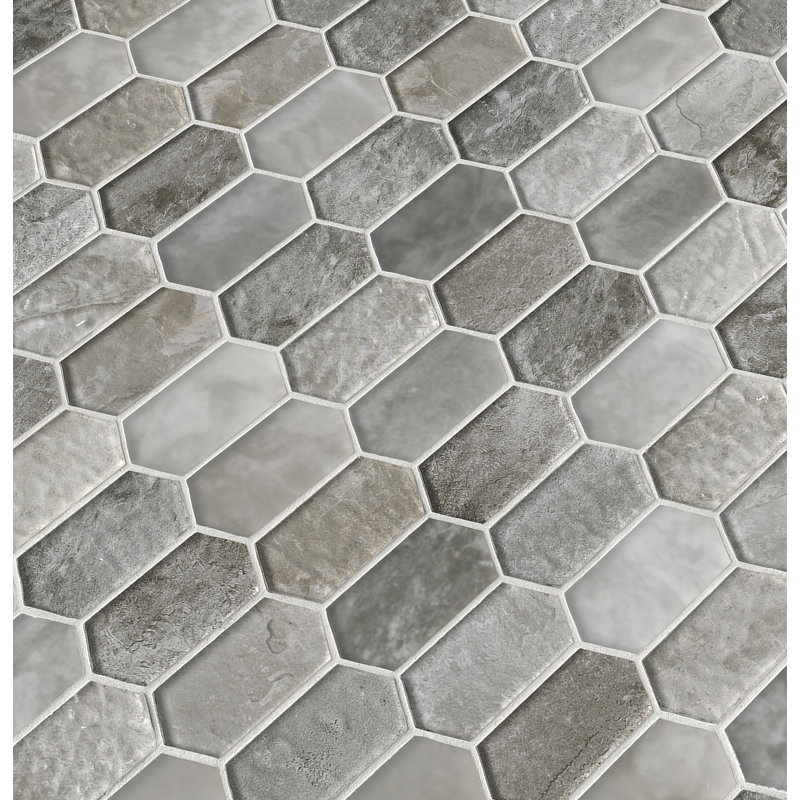 Rustic Beige Spire 12 in. x 12 in. Glossy Glass Mosaic Wall Tile