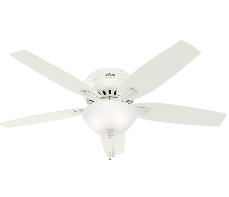 52" White Low Profile Ceiling Fan with LED Light