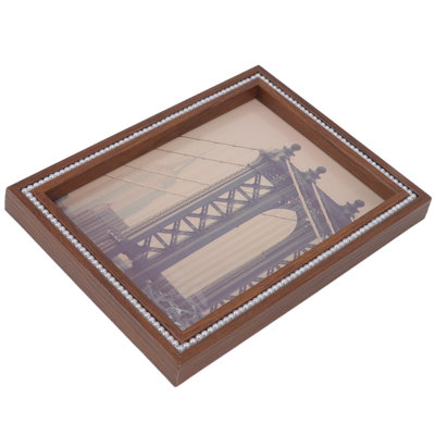 Cadre photo vintage, aspect exquis, couverture transparente, ornements pour la décoration intérieure, cadeaux des fêtes, L (17,1 x 22,2 x 2 cm / 6,3 x 8,7 x 0,8 po)