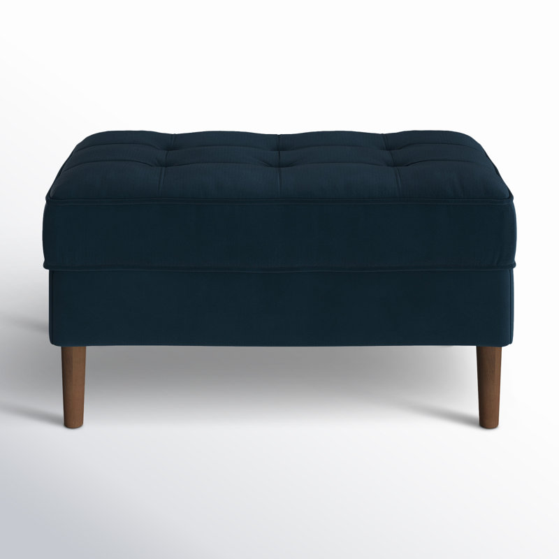 Geo 31.5" Velvet Tufted Rectangle Cocktail Ottoman, Bella Ink Performance Velvet