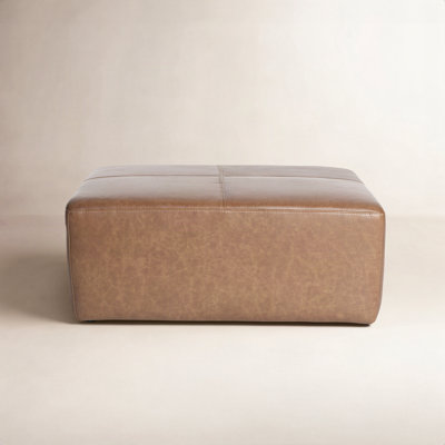 Hartwell 35" Square Genuine Leather Ottoman