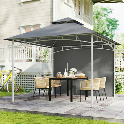 x 10 pi Pavillon de jardin d'extérieur, pavillon double toit, gris foncé