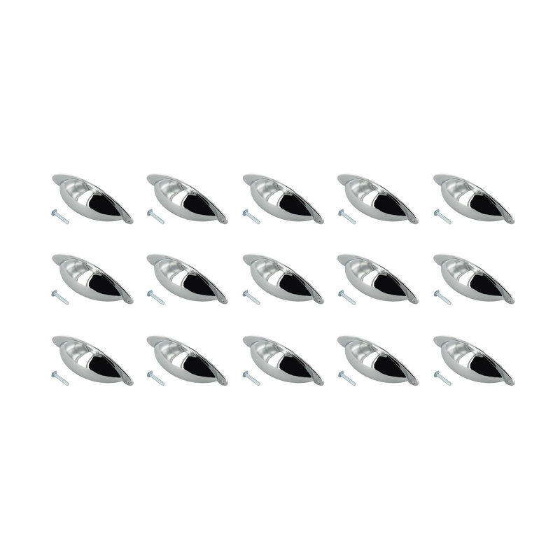 Paquet de 15 poignées en coupelle en chrome poli de 3 po Outwater, Chrome poli