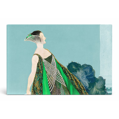 «Elegant Woman in Green Gown», art mural sur toile