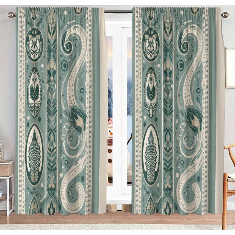 Ornate Paisley & Foliage Blackout Curtains Set Of 2, 28 × 40