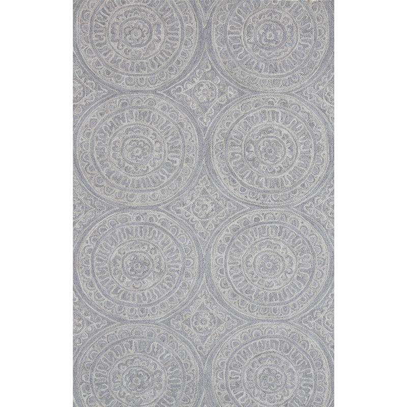 Tapis de zone argenté fait main Galen, Rectangle 2 pi x 4 pi