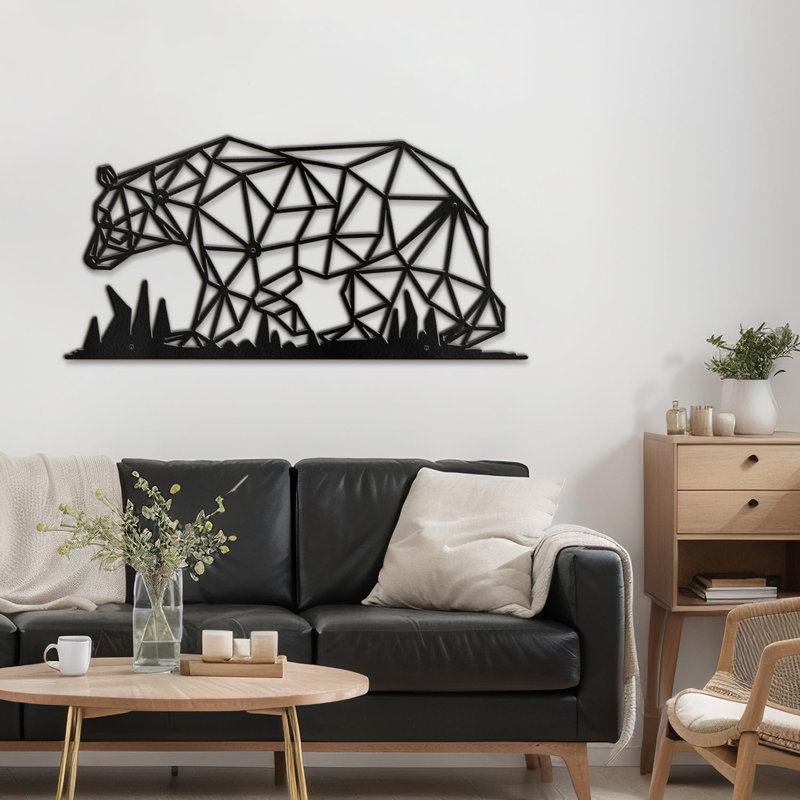 Décoration murale abstraite décorative murale en gros gros ours stupide, H 18 po x l 18 po x P 0,05 po, Noir