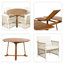 Ensemble 5 pièces de table de salle à manger d'extérieur moderne en bois d'acacia extensible, ensemble de table ronde pliable en forme de feuille de papillon de 12 pouces avec 4 fauteuils en rotin, structure en fer robuste, housses de coussin amovibles, facile à installer