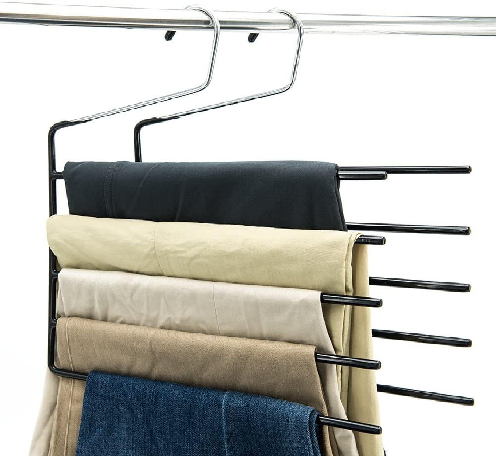 Frezon Multi Layer Pants Hangers 4 Tier Skirt Hangers with Adjustable  Clips  Full On Cinema