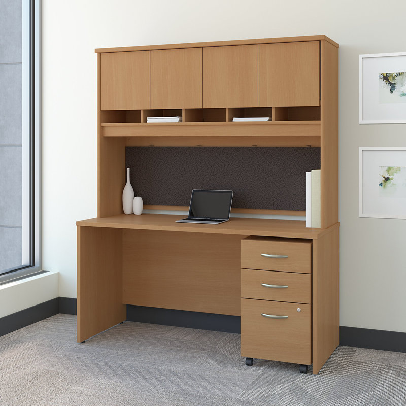 Kanyan Series C 43" H x 60" W Desk Hutch, Danish Oak/Sage