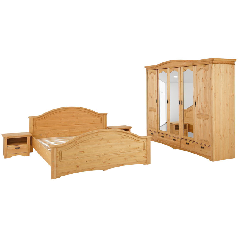 Pinnix Solid Wood Bed, Natural Brown Oil, Super King (6')