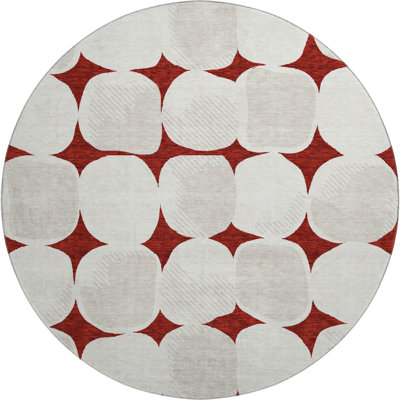 Premium Machine Washable Prisco Burgundy Rug