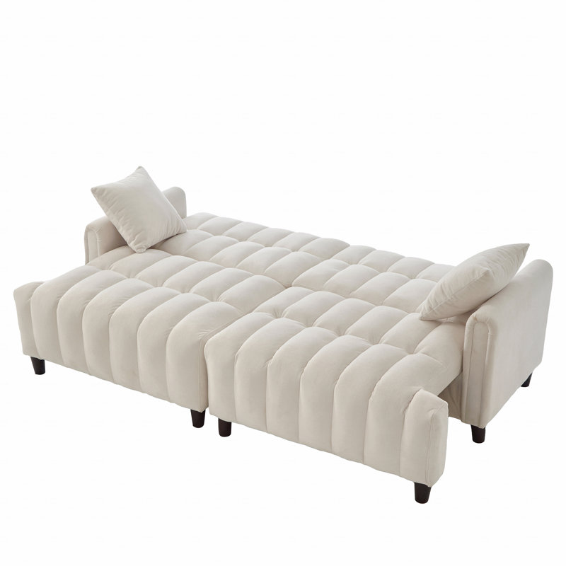 Canapé-lit futon de 83 po, canapé-lit confortable en polyester avec 2 coussins carrés, canapé-lit convertible avec dossier réglable, causeuse moderne