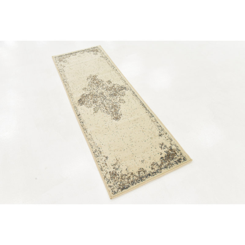 Tapis oriental crème Tobitha, Tapis de couloir 2 pi x 6 pi 1 po