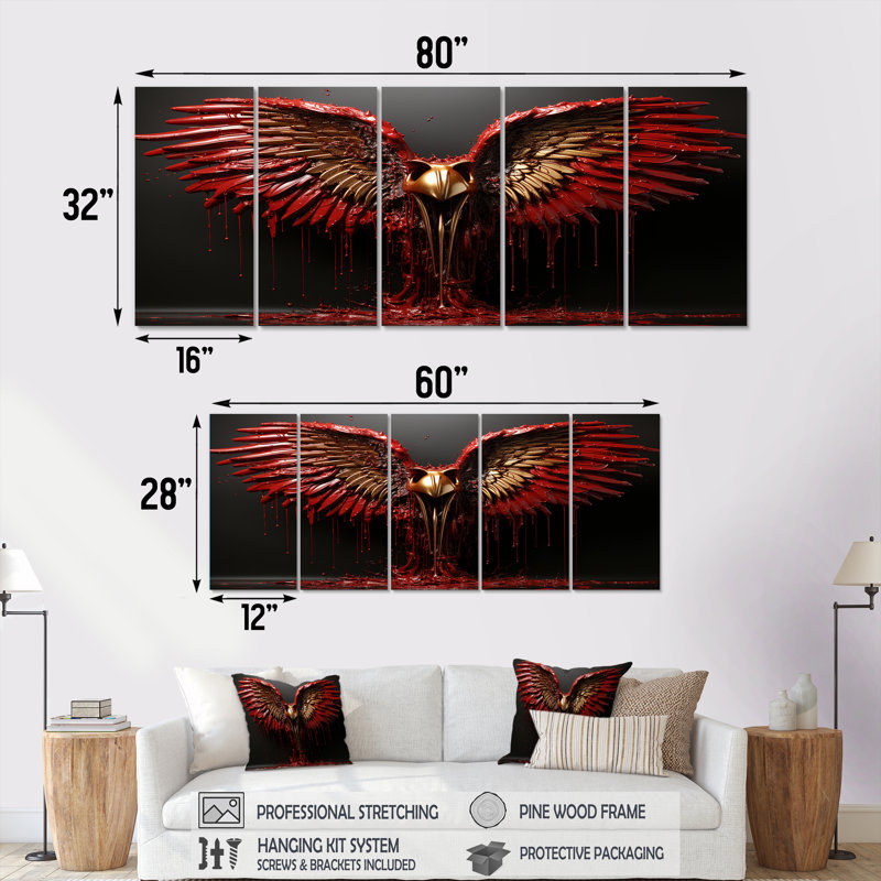 Ensemble d'œuvres d'art 5 pièces «Royal Wings», H 28 po x l 60 po