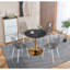 Table de salle à manger de 31,5 po de style Mid-Century pour 2 à 4 personnes avec plateau rond en MDF, table de salle à manger à piédestal, table basse de loisirs, table basse en céramique et panneau de fibres à densité moyenne
