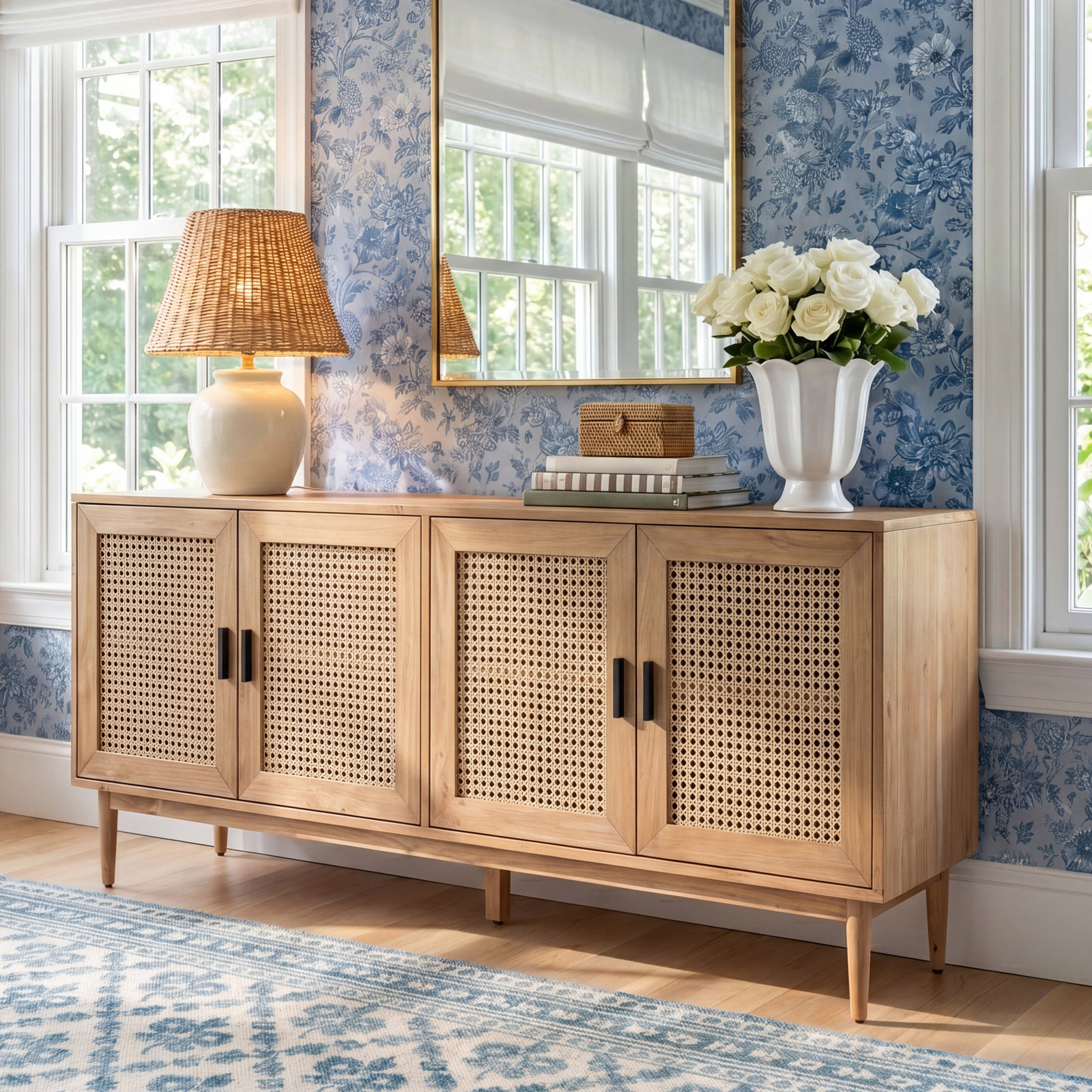 Genie 80" Pine Sideboard, Natural Brown