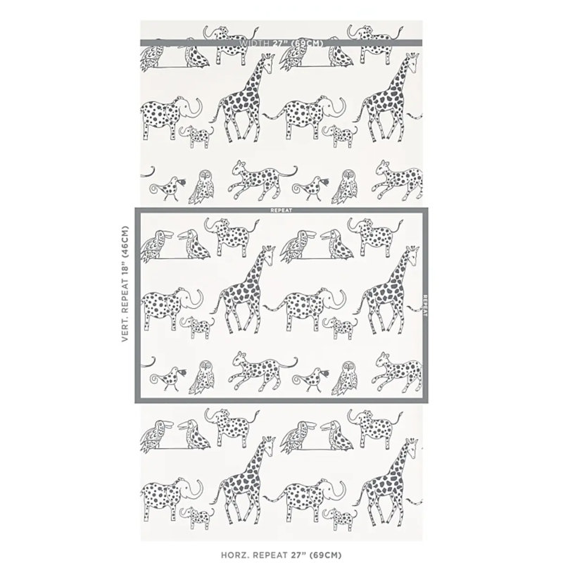Jungle Jubilee Wallpaper, Charcoal