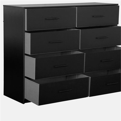 Commode 8 tiroirs avec grands tiroirs en tissu, noir