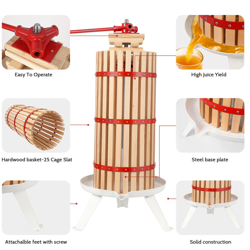 Presse-fruits en bois massif 7,9 gallons
