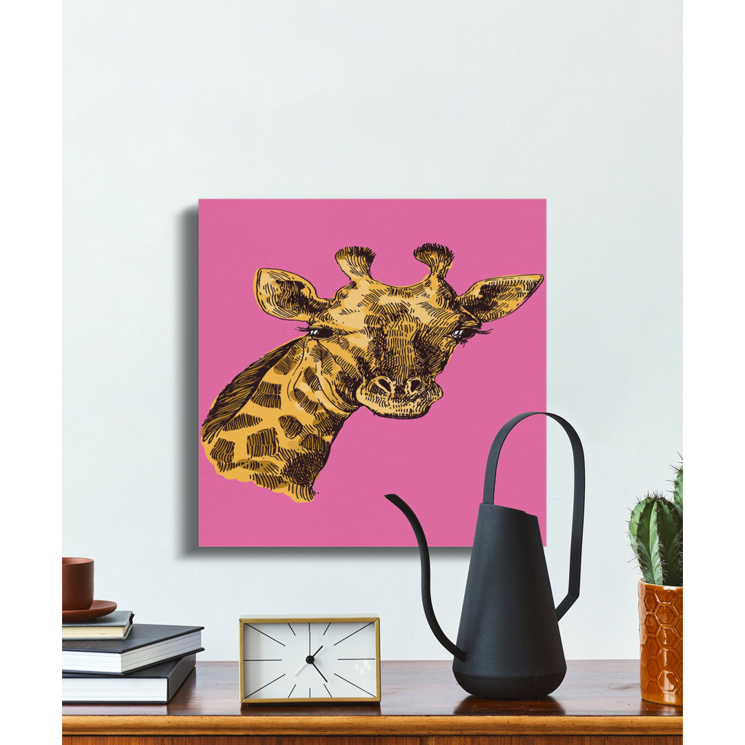 Modern Pink Giraffe Canvas Print