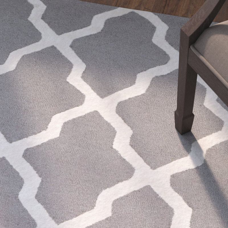 Ellicott Cambridge Hand Tufted Wool, Viscose Geometric Rug, Rectangle 8' x 10'