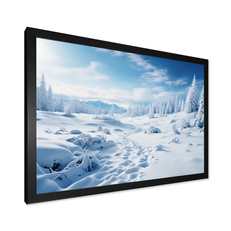 «Winter Snow Wonderland» sur toile, H 24 po x l 32 po x P 1 po, Cadre simple noir