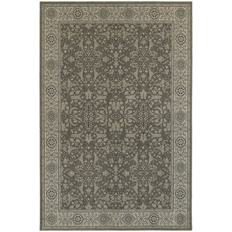 Tapis oriental gris / ivoire Cynthiana, Rectangle 5 pi 3 po x 7 pi 6 po