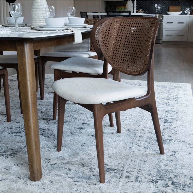 Missy 18'' H Upholstered Side Chair, Medley Ivory Performance Basketweave/Nogal