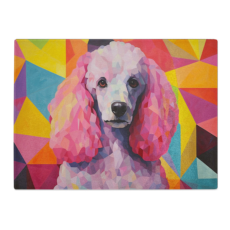 Poodle Geometric  Glass Chopping Board