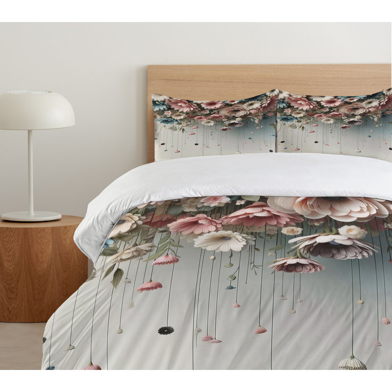 Flower Duvet Cover, California King Duvet Cover + 2 Standard Shams