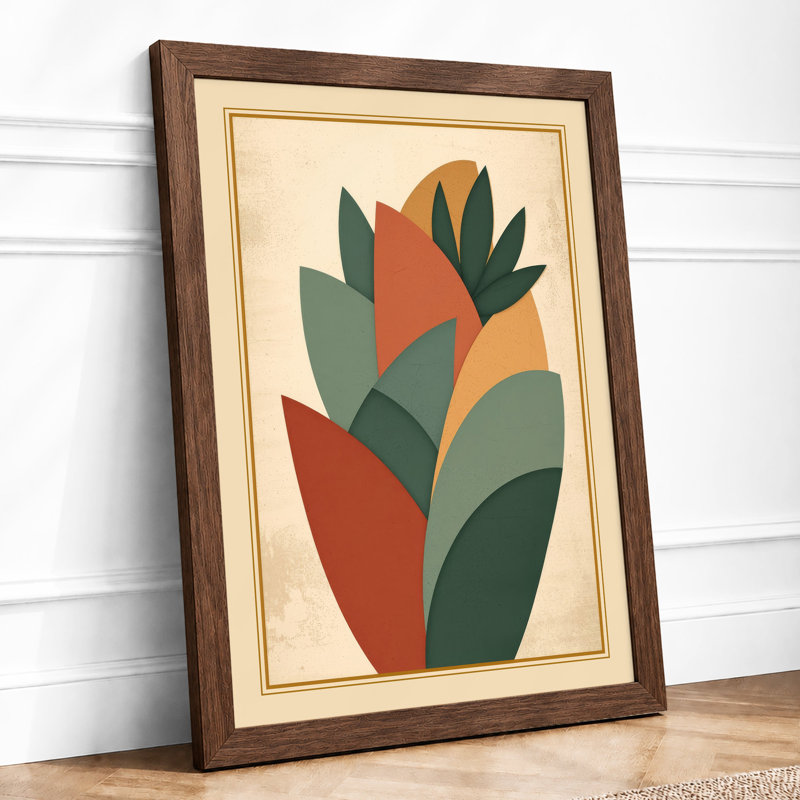 Layered Forms Botanical - Framed Print, Walnut, A3 - 42.0 x 29.7 cm