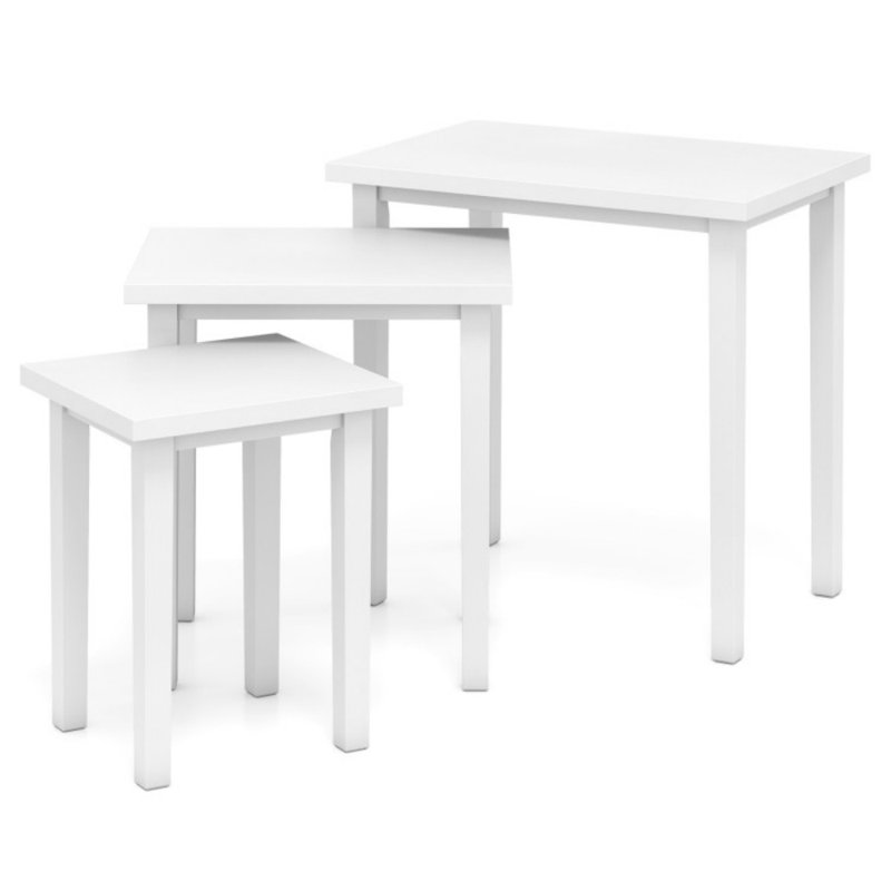 Ensemble de tables d'appoint 3 pièces Farmhouse, Blanc