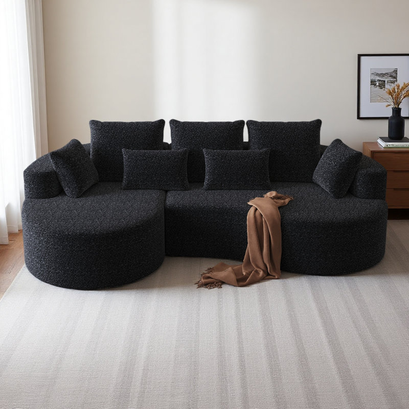 Canapé modulaire surdimensionné rembourré Modern, Orienté à gauche (vu de face), Chenille noir