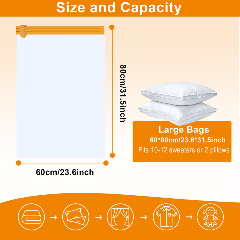 10 Vacuum Storage Bags (10 Large Bags), 23.6" x 31.5"