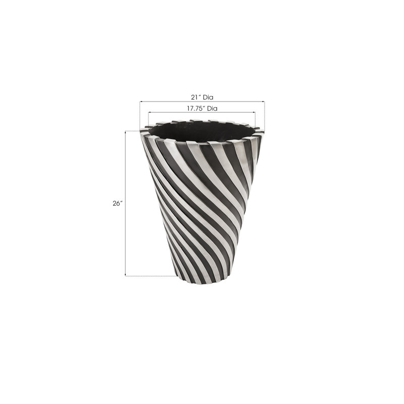Turbo Resin Pot Planter, 12" H x 16" W x 16" D, Gel Coat White