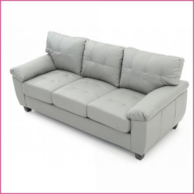 Canapé 3 places moderne minimaliste gris avec accoudoirs rembourrés pour le salon | Gris | Accoudoirs coussinés | Dossier rembourré