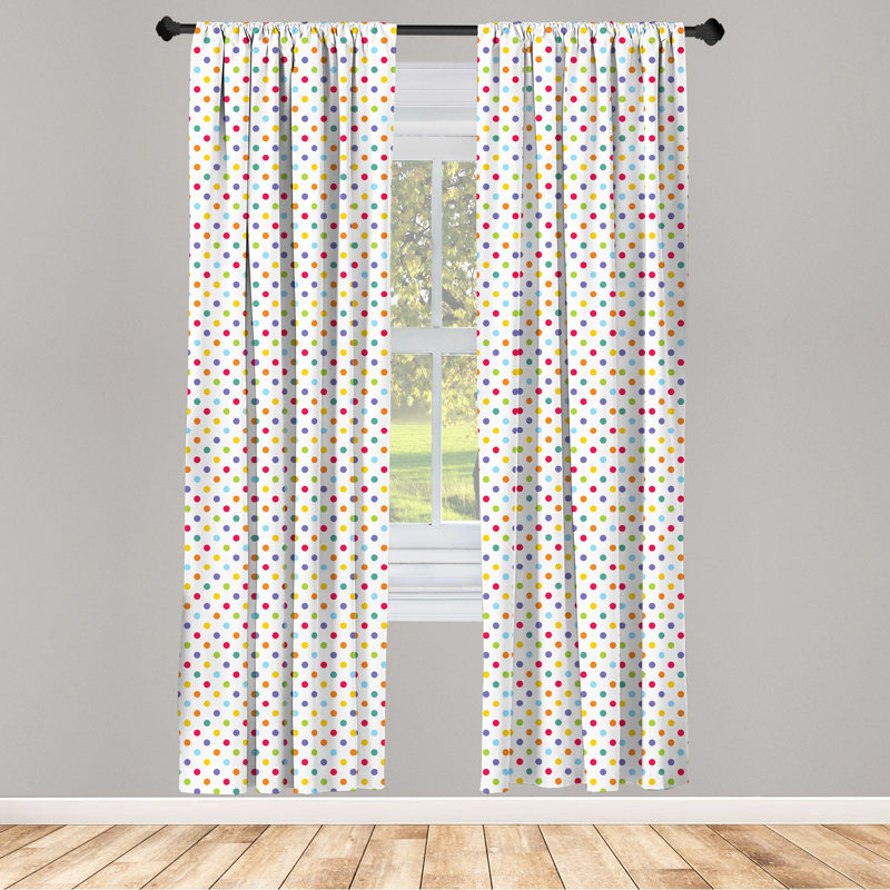 Polka Dot Semi-Sheer Rod Pocket Sliding Panel, 28" x 84"