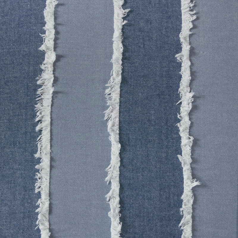 Ensemble d'édredon en coton rayé 3 pièces, bleu, Ensemble de draps double / grand + 2 pièces suppl