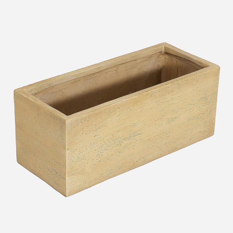 Boîte à fleurs rectangulaire faite à la main, Beige, 14.5" H x 31.25" W x 15.75" D