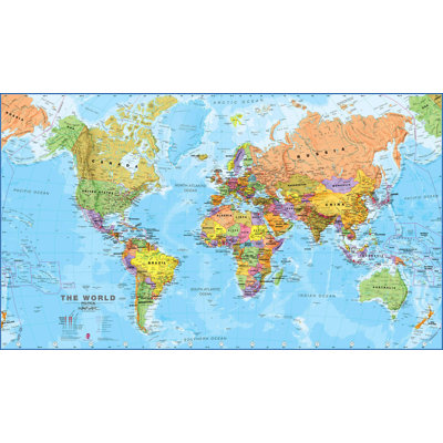 Large World Wall Map Political - Art Print on Paper