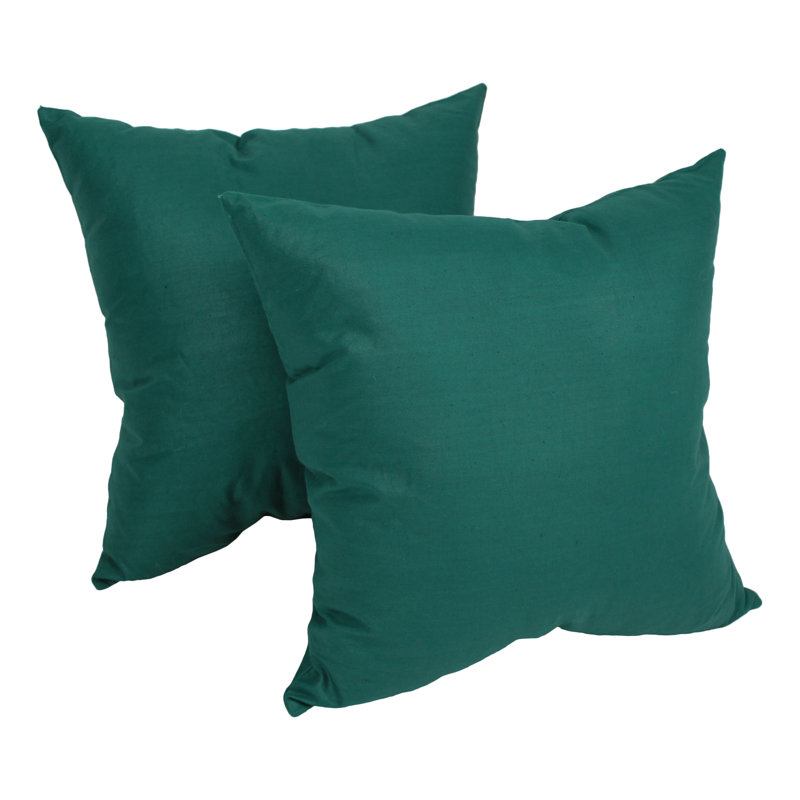 Forest Green Cotton Square Throw Pillow Set