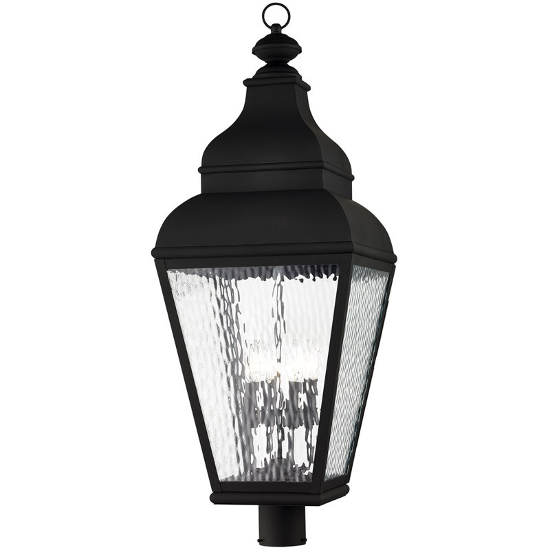 14in 4 Light Outdoor Post Lantern Pendant - Clear Water Glass Shade, Black